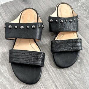 Nurture Black Leather Studded Sandals Slides Slip Ons New Size 6